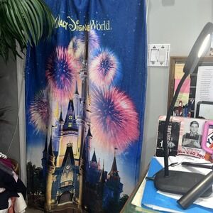Disney World  Resort Walt Disney Fleece Blanket Throw Castle Fireworks NICE New